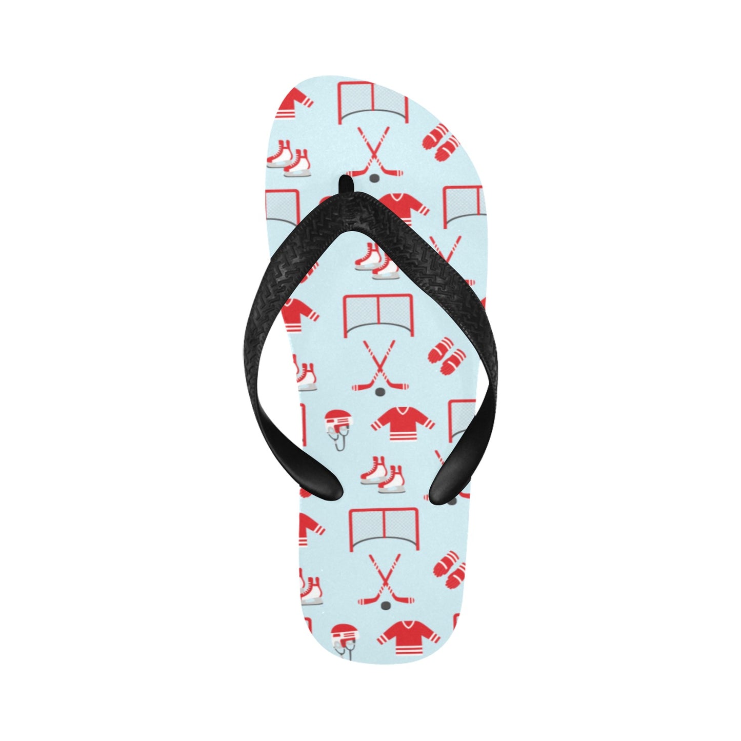 Hockey Red Equipment Print Design LKS305 Flip Flops