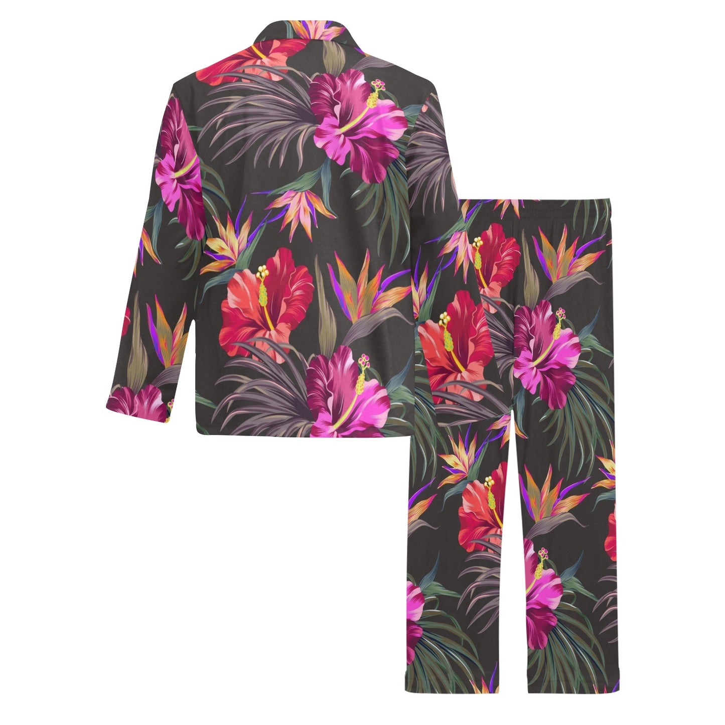 Hibiscus Pattern Print Design HB014 Men's Long Pajama Set