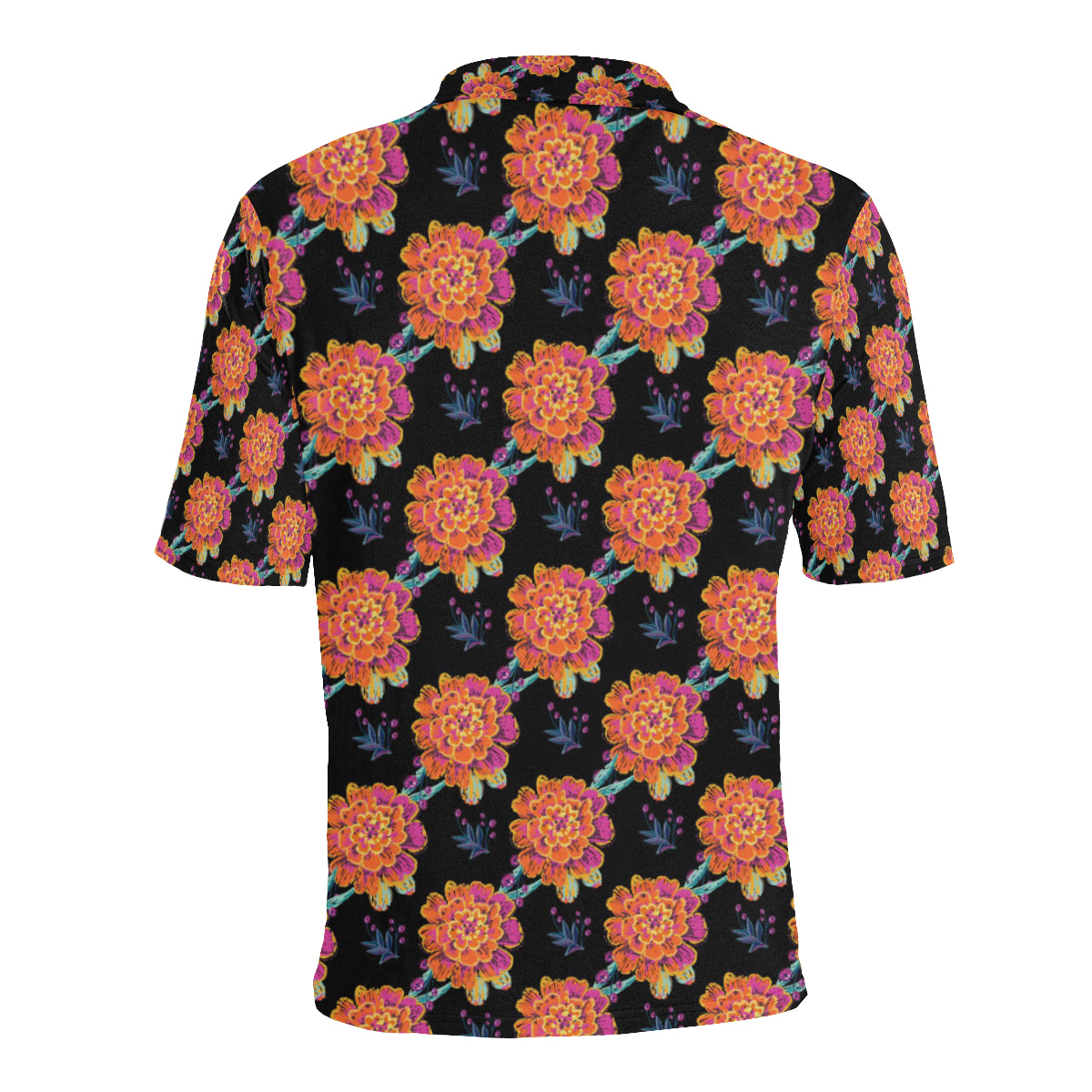 Marigold Pattern Print Design MR04 Men Polo Shirt