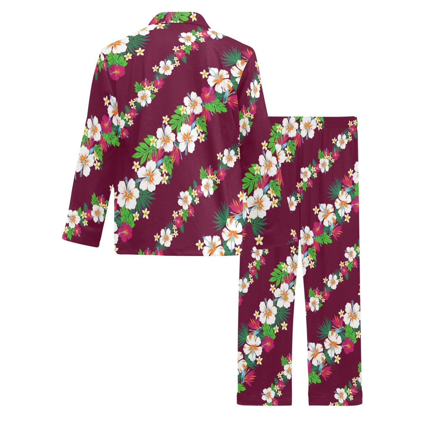 Hawaiian Themed Pattern Print Design H06 Men's Long Pajama Set
