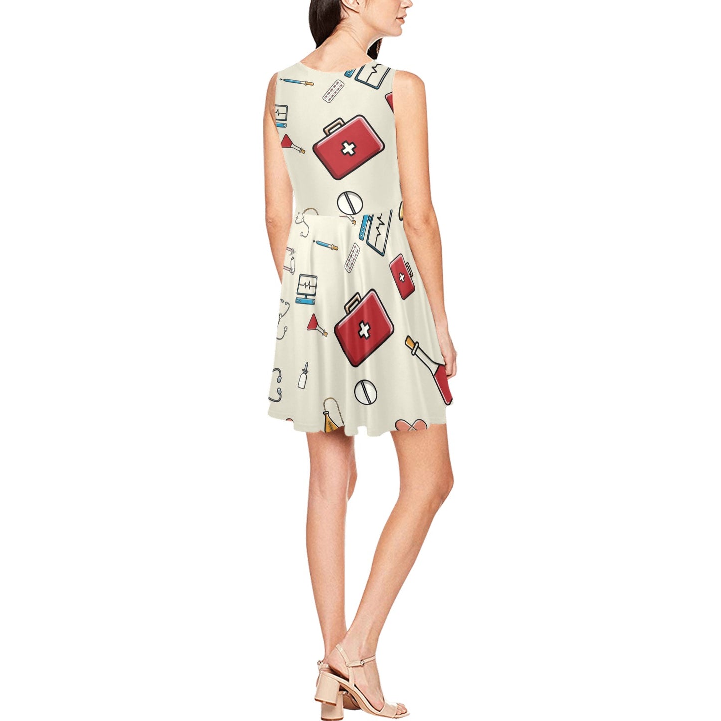 Nurse Pattern Print Design A04 Sleeveless Dress