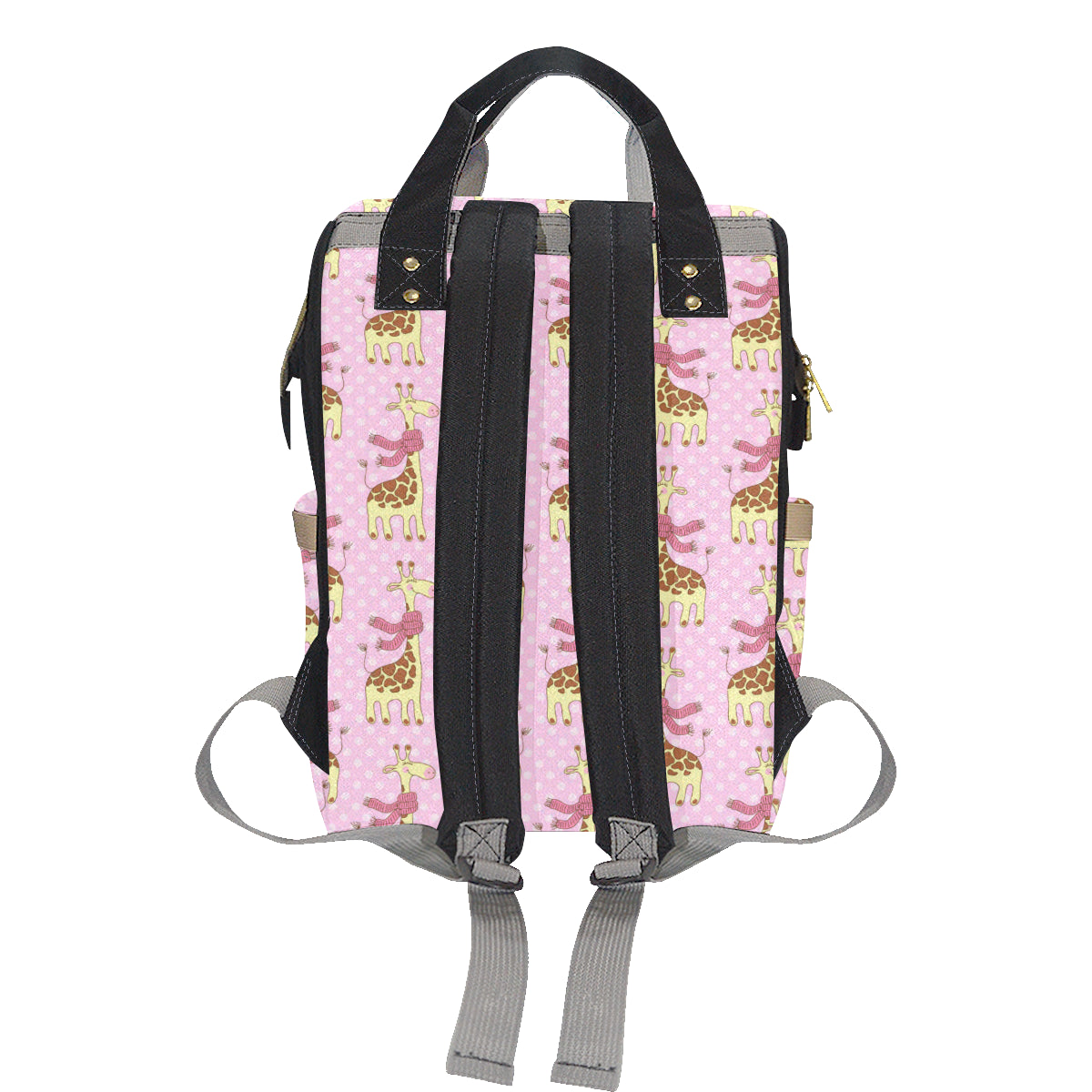 Giraffe Cute Pink Polka Dot Print Diaper Bag Backpack