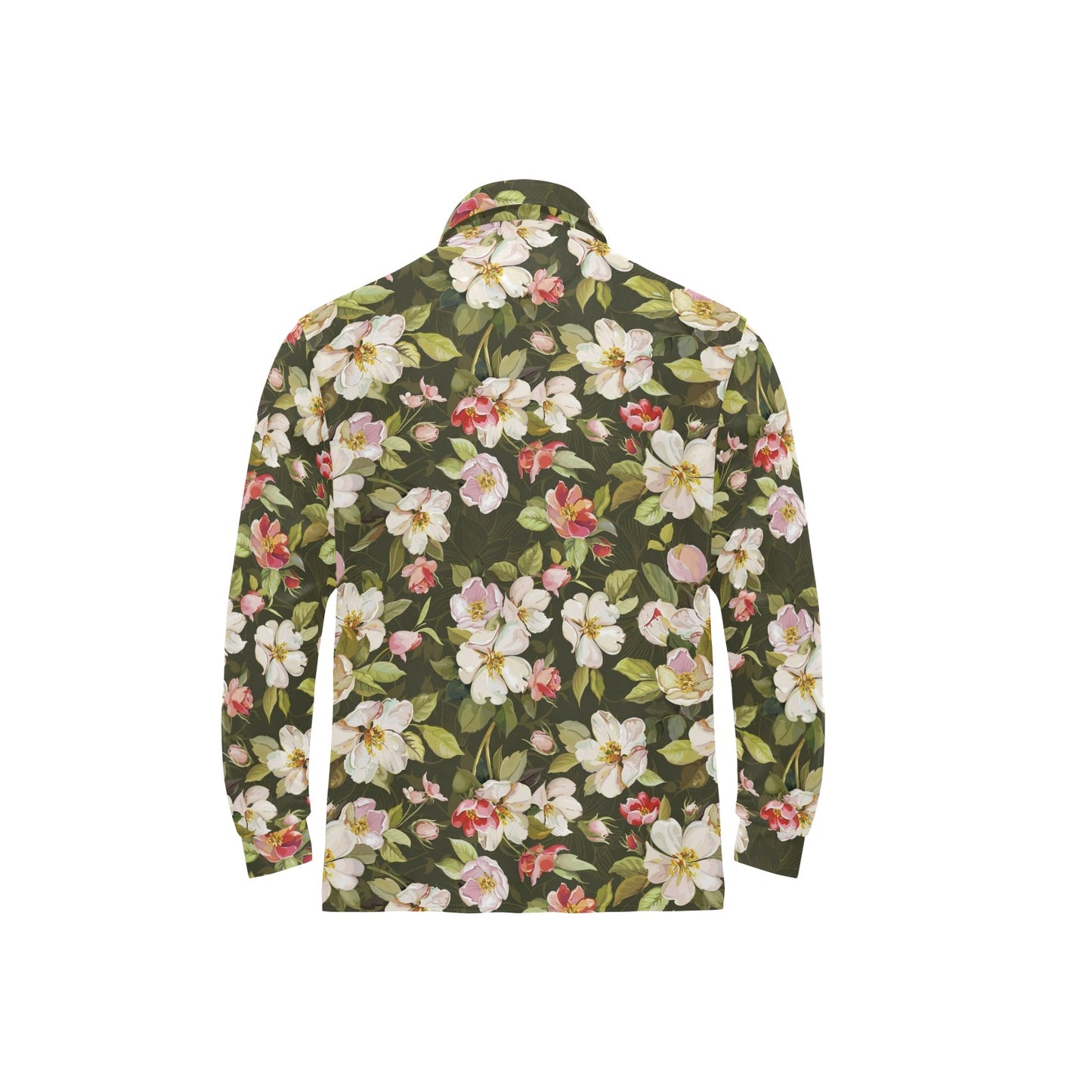 Apple blossom Pattern Print Design AB01 Long Sleeve Polo Shirt For Men's