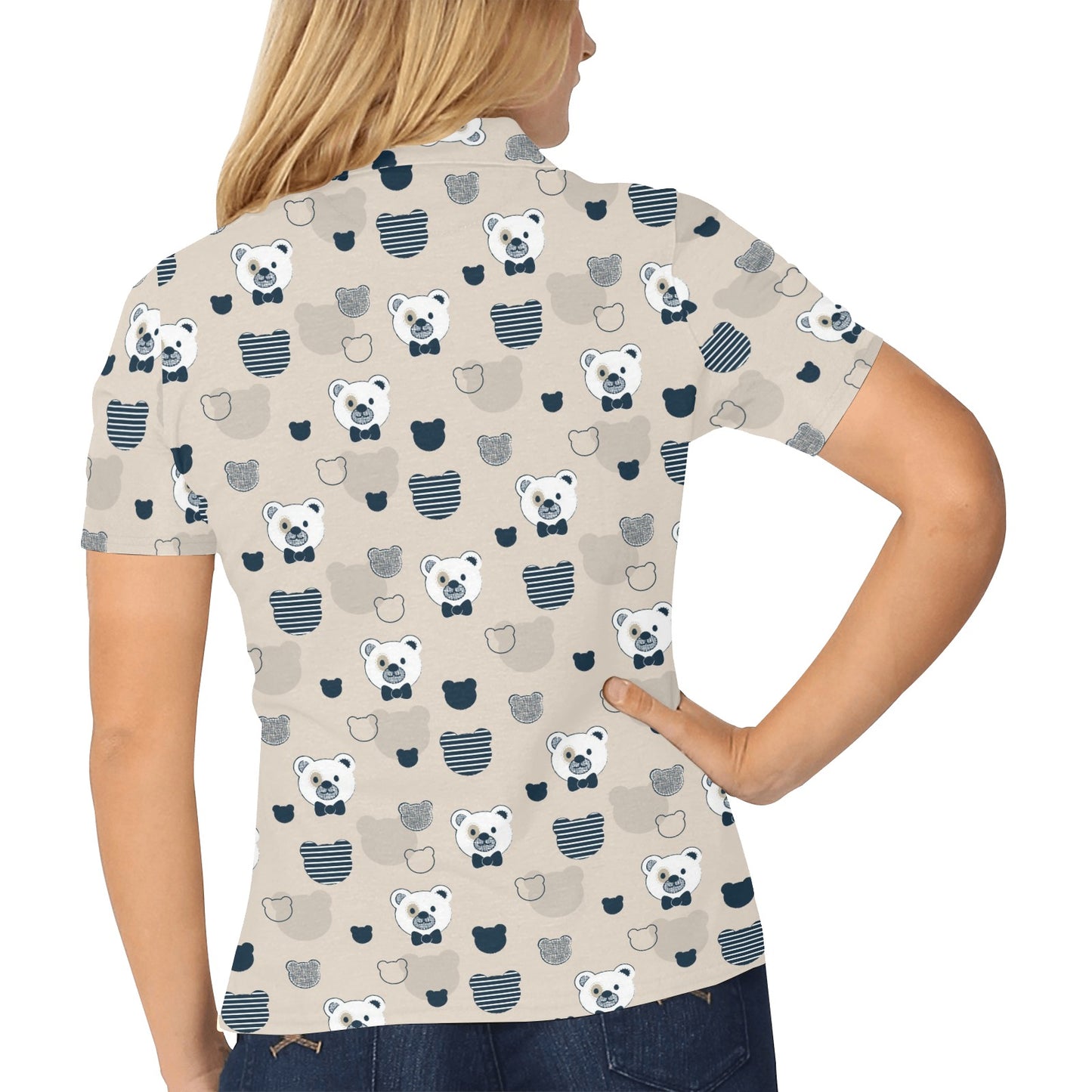 Bear Pattern Print Design 05 Women's Polo Shirt