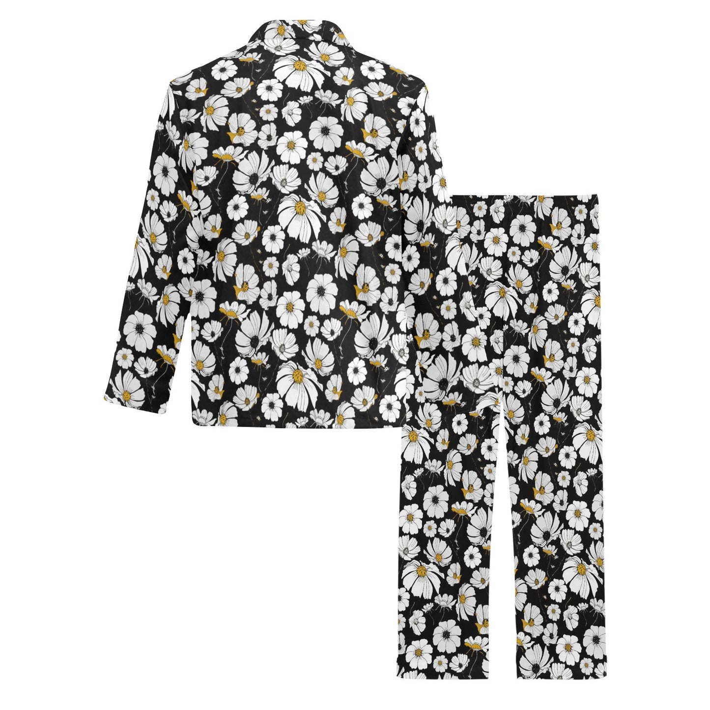 Daisy Pattern Print Design 02 Men's Long Pajama Set