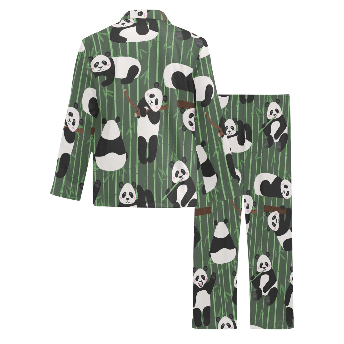Panda Pattern Print Design A04 Men's Long Pajama Set