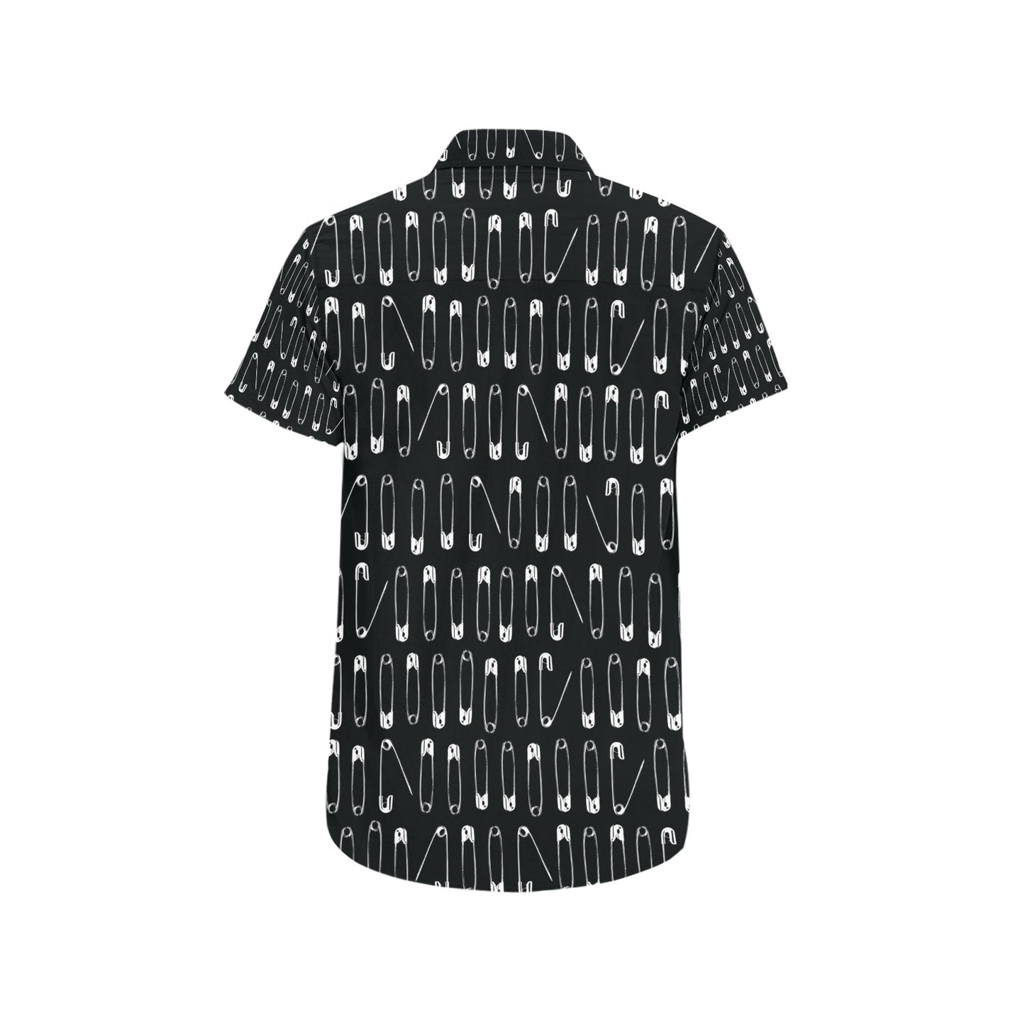 Safety Pin Print Design LKS302 Men Short Sleeve Button Up Shirt