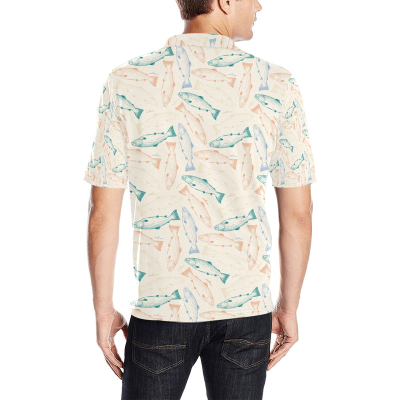 Salmon Fish Print Design LKS305 Men Polo Shirt