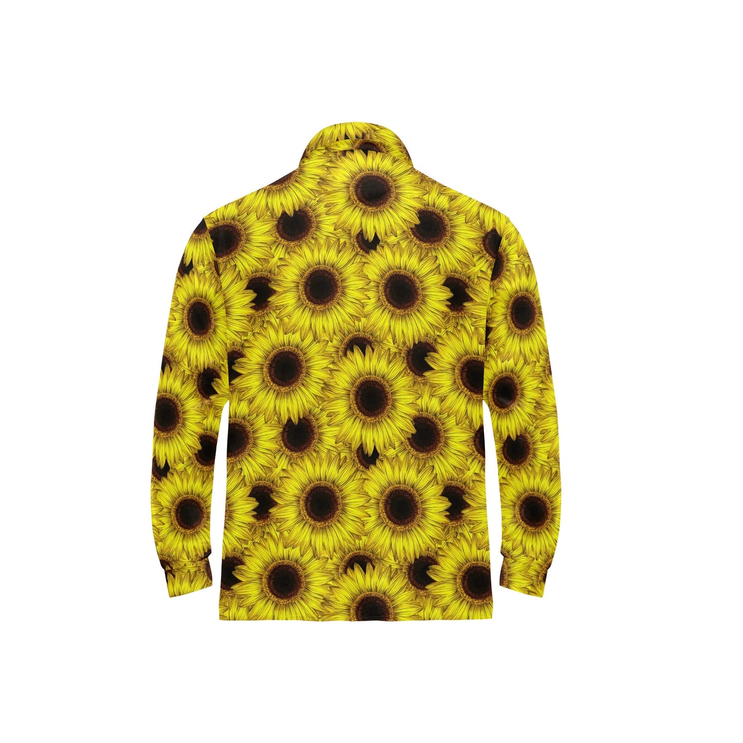 Sunflower Pattern Print Design SF011 Long Sleeve Polo Shirt For Men's