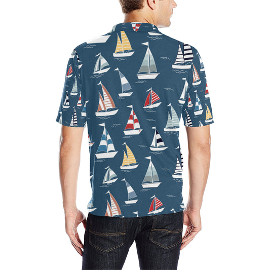 Sailing Ships Pattern Print Design A04 Men Polo Shirt