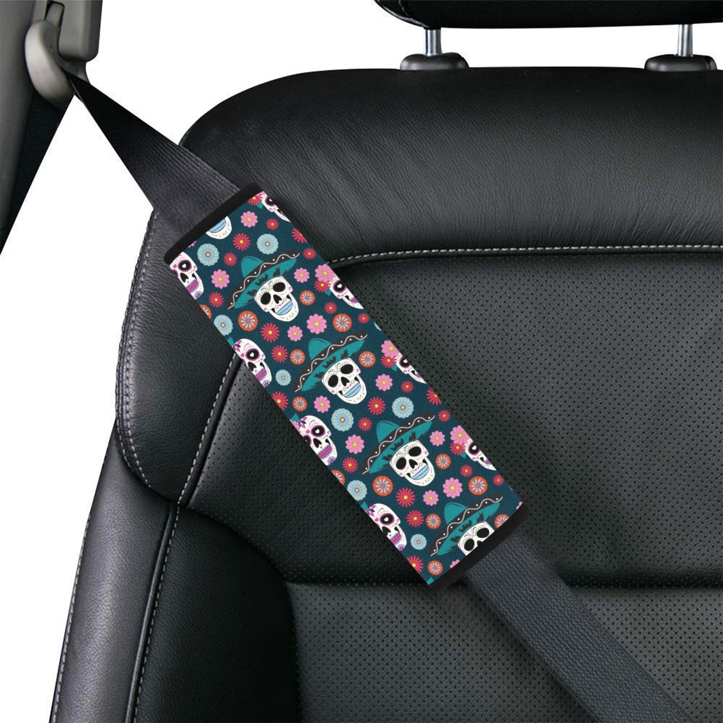 Sugar Skull Print Design LKS308 Car Seat Belt Cover