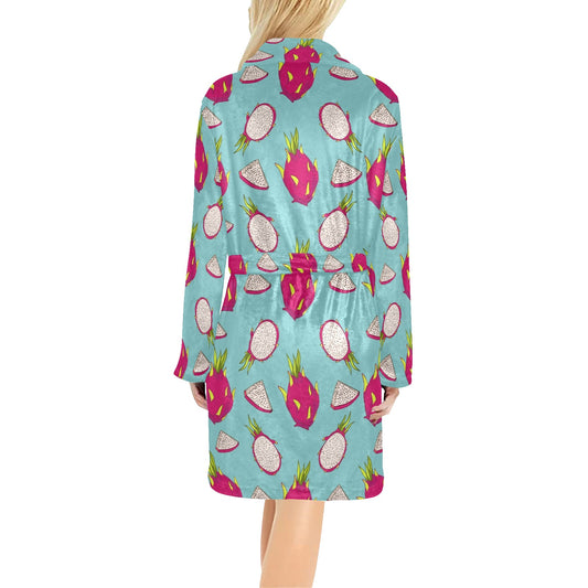 Dragonfruit Pattern Print Design DF01 Women's Fleece Robe