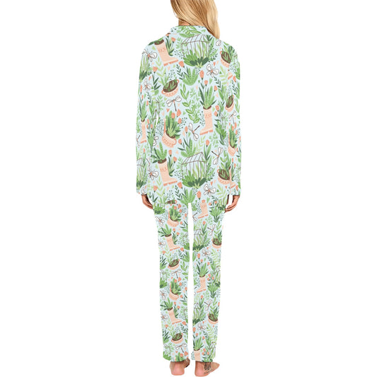 Gardening Pattern Print Design G04 Women's Long Pajama Set