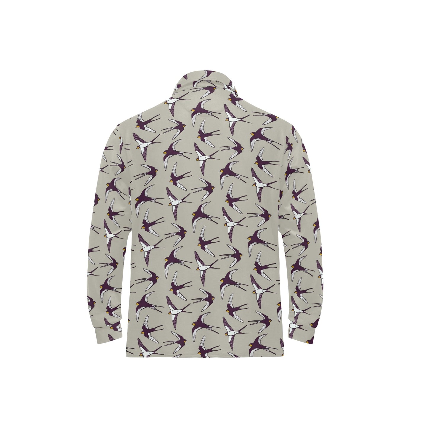 Swallow Bird Pattern Print Design 03 Long Sleeve Polo Shirt For Men's