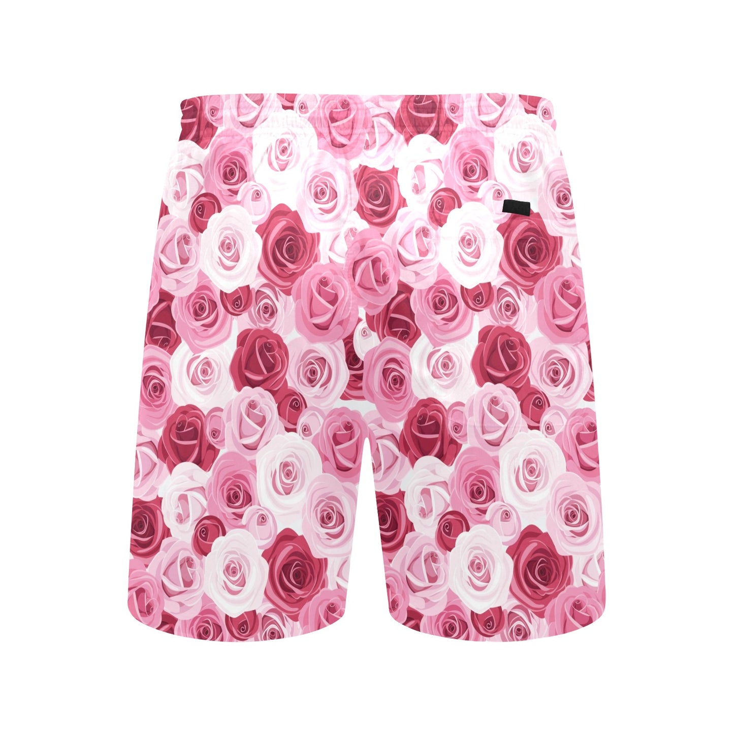 Pink Red Rose Pattern Print Men's Swim Trunks Beach Shorts
