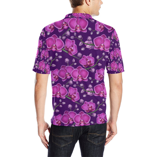 Orchid Pattern Print Design A03 Men Polo Shirt