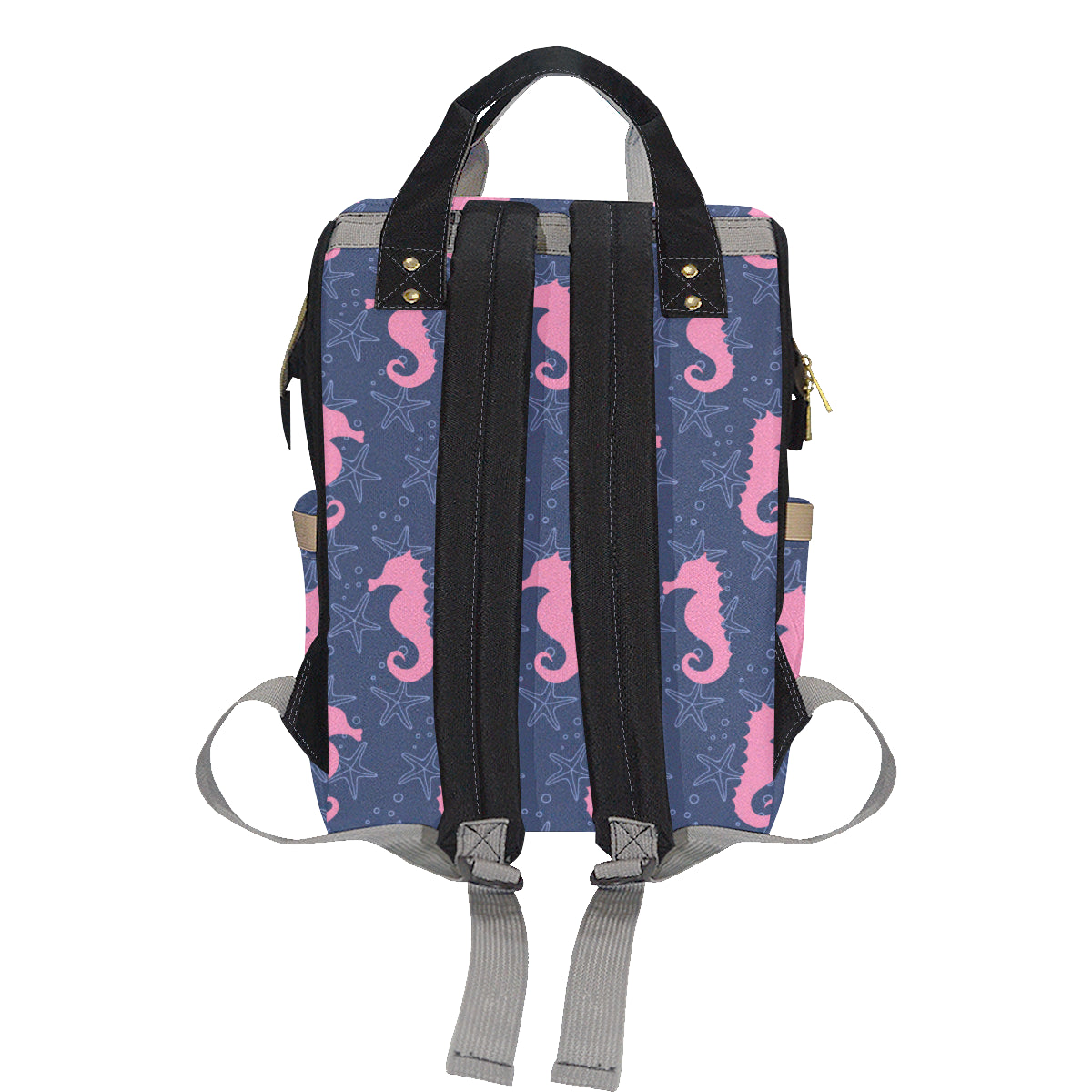 SeaHorse Pink Pattern Print Design 02 Diaper Bag Backpack