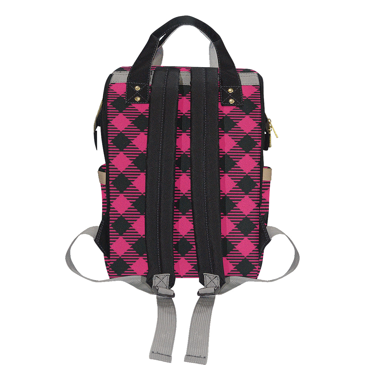 Buffalo check Pink Pattern Print Design 01 Diaper Bag Backpack