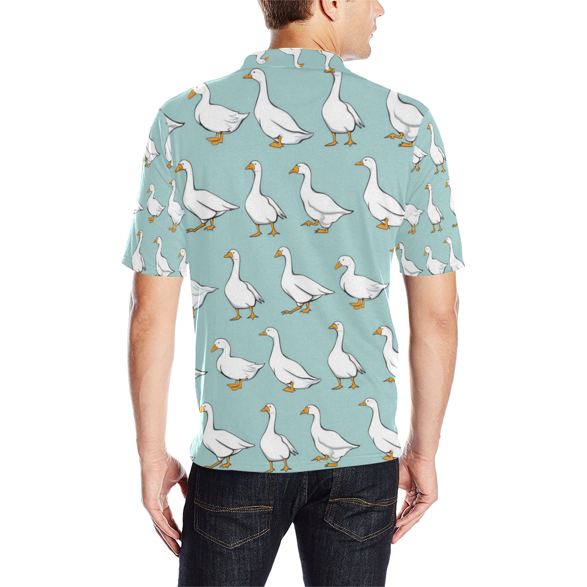 Goose Pattern Print Design 02 Men Polo Shirt