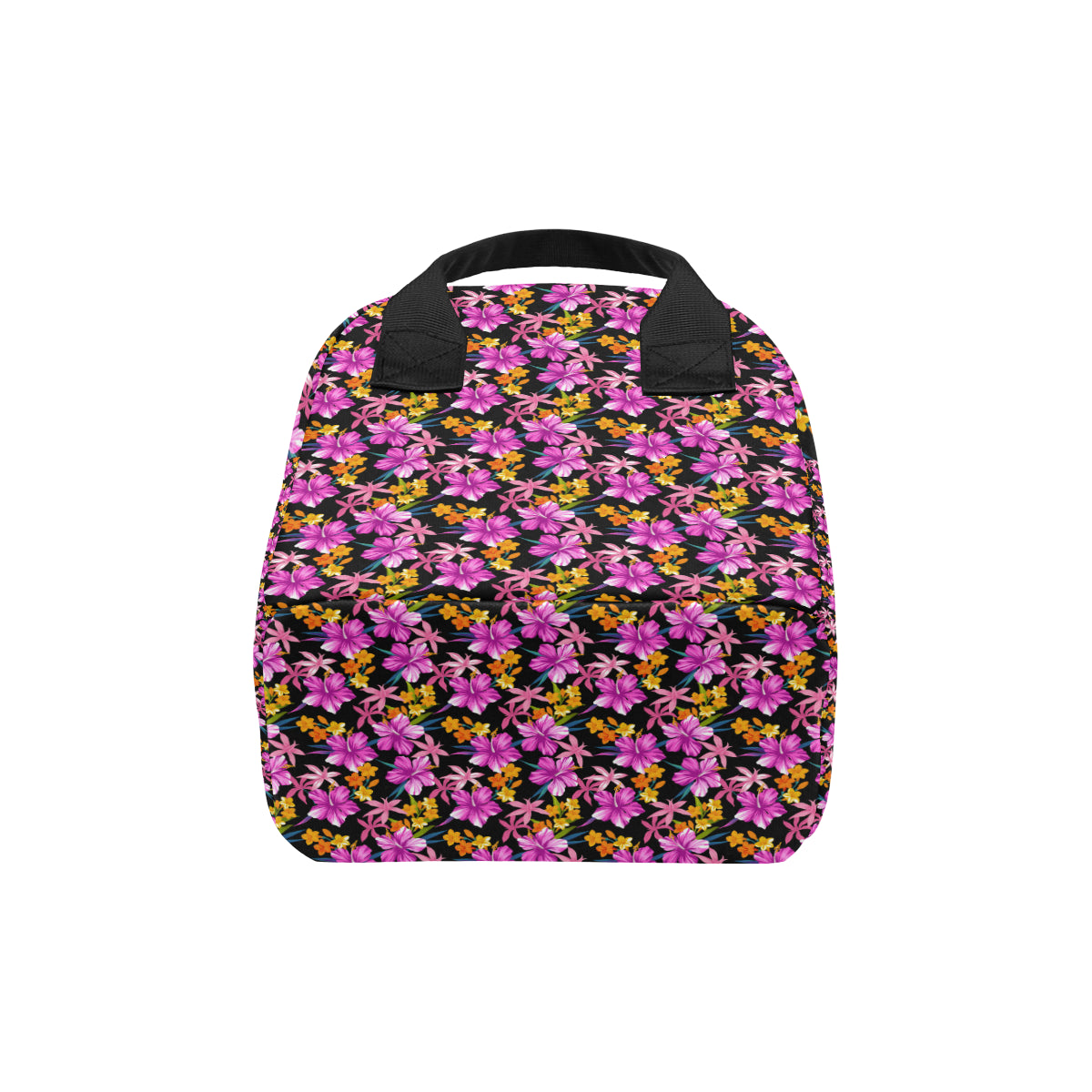 Tropical Folower Pink Hibiscus Print Insulated Lunch Bag