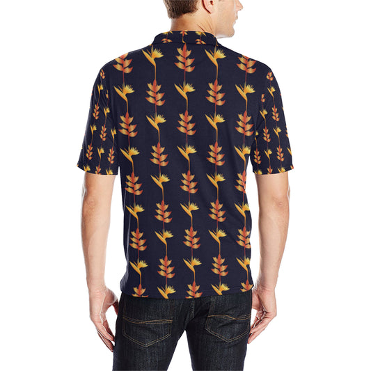 Heliconia Pattern Print Design HL06 Men Polo Shirt