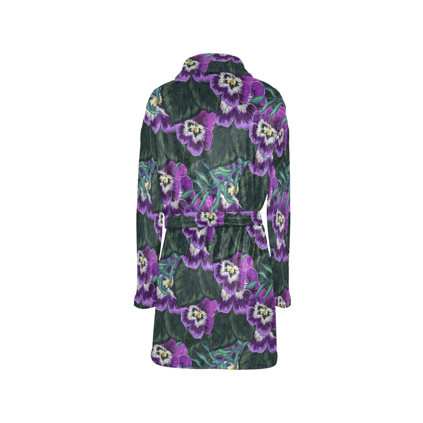 Pansy Pattern Print Design PS07 Women's Fleece Robe