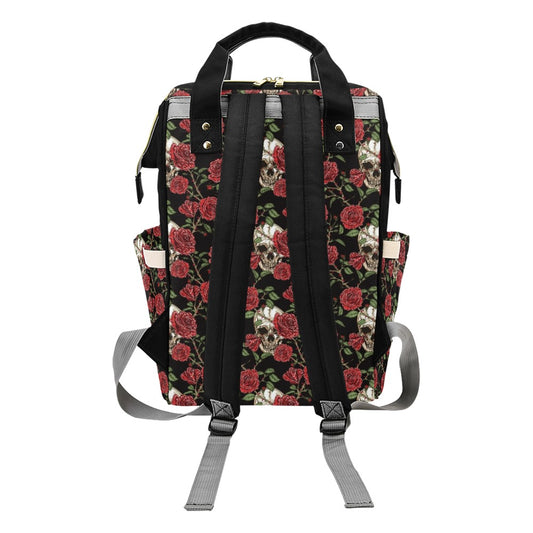 Skull And Roses Print Design LKS303 Diaper Bag Backpack