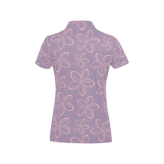 Plumeria Pattern Print Design A01 Women's Polo Shirt