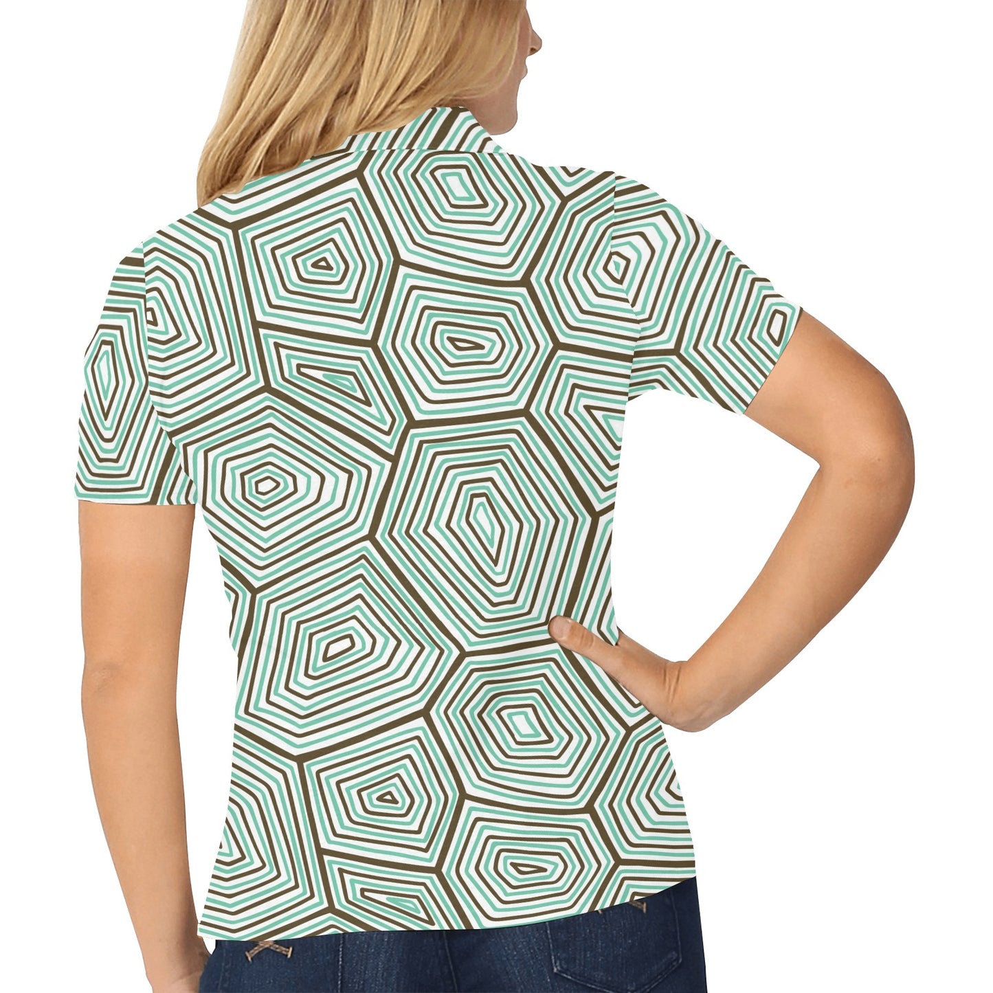 Sea Turtle Skin Print Women's Polo Shirt