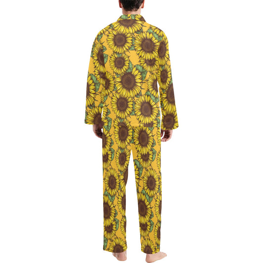 Sunflower Pattern Print Design SF04 Men's Long Pajama Set