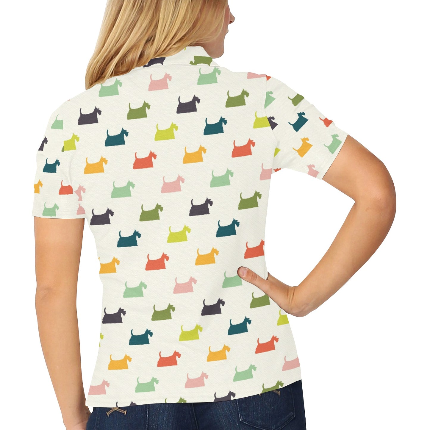 Scottish Terriers Print Design LKS305 Women's Polo Shirt