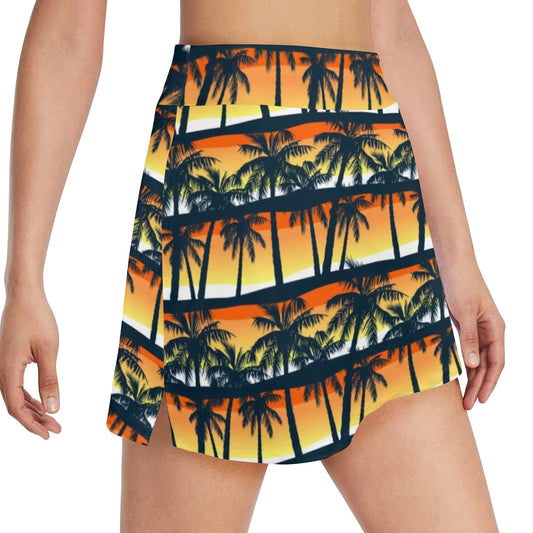 Palm Tree Sunset Design Print 17" Golf & Pickleball Skort with Pockets