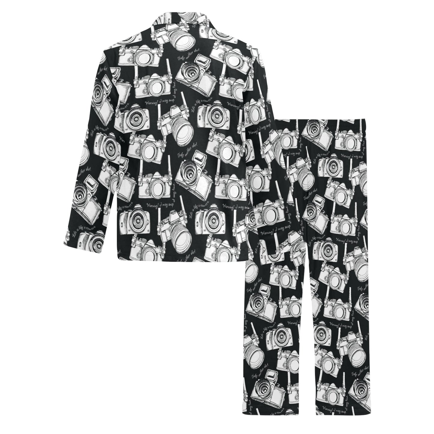 Camera Pattern Print Design 01 Men's Long Pajama Set