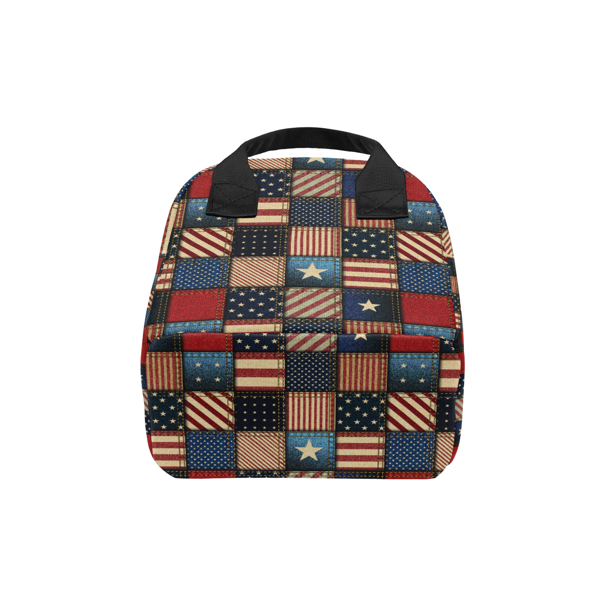 American flag Patchwork Design Insulated Lunch Bag