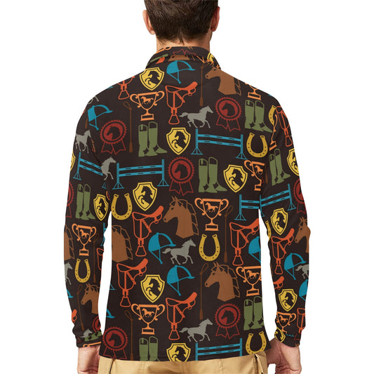 Equestrian Equipment Horse Colorful Long Sleeve Polo Shirt For Men's