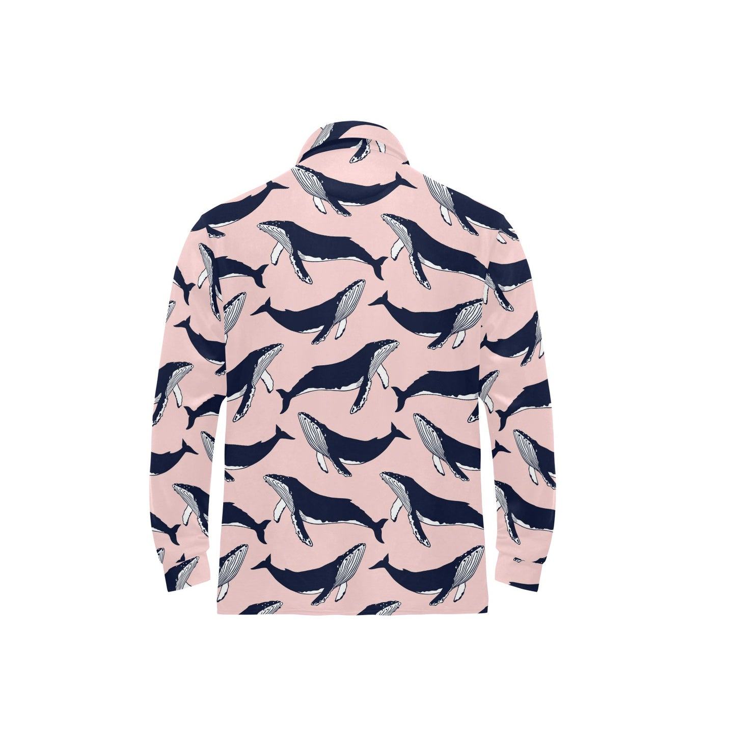 Humpback Whale Pattern Print Design 02 Long Sleeve Polo Shirt For Men's