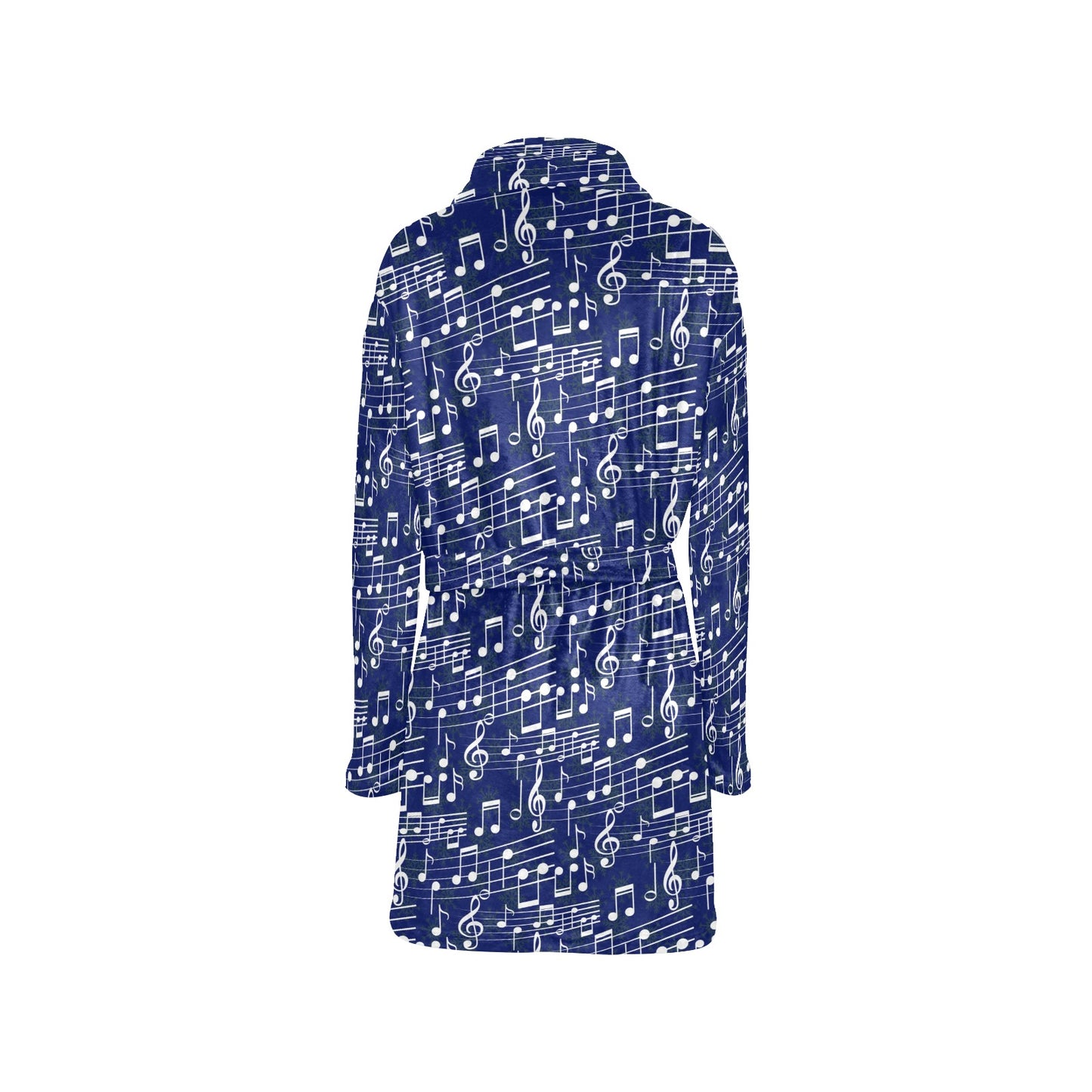 Music Note Blue Themed Print Women's Fleece Robe