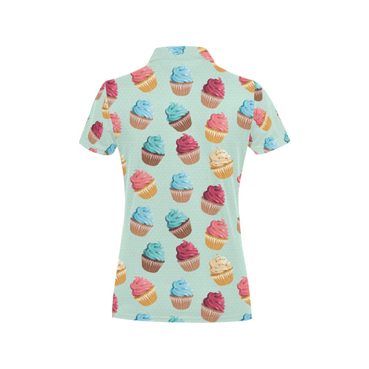 Cupcake Pattern Print Design 01 Women's Polo Shirt