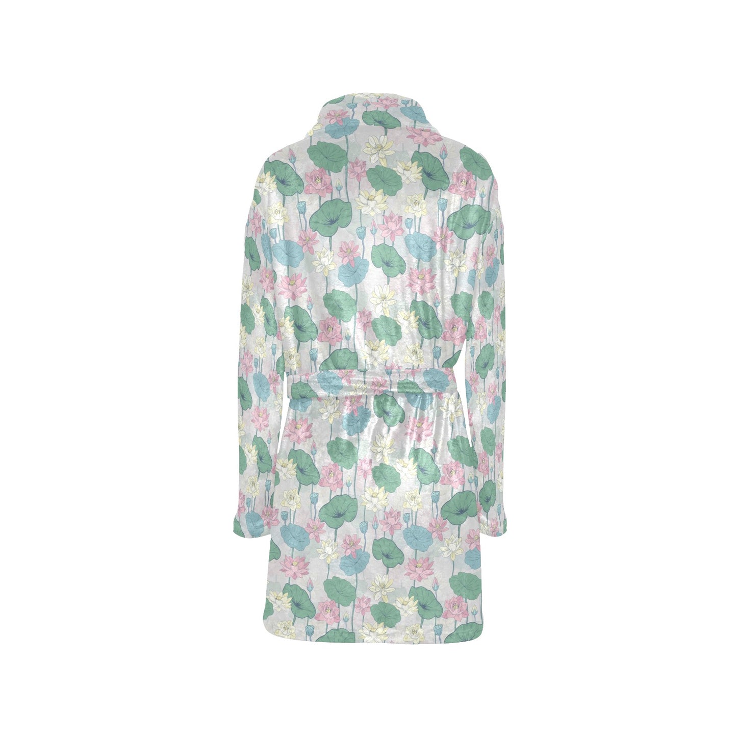 Water Lily Print Design LKS305 Women's Fleece Robe