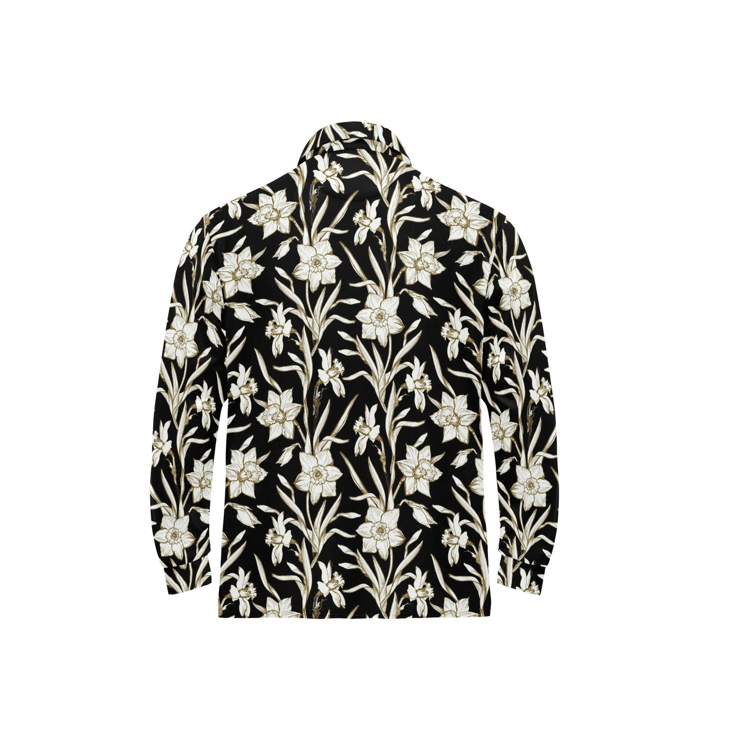 Daffodils Pattern Print Design DF06 Long Sleeve Polo Shirt For Men's