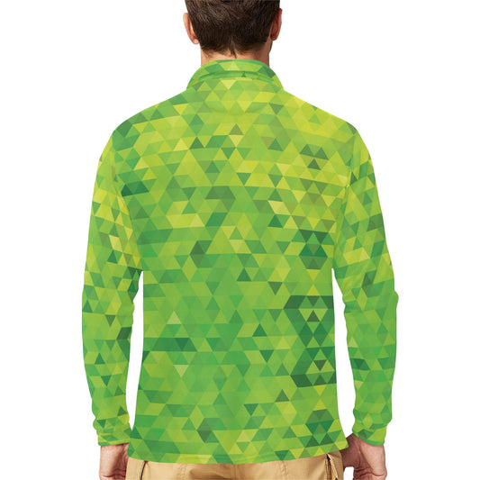 Geometric Print Design LKS402 Long Sleeve Polo Shirt For Men's