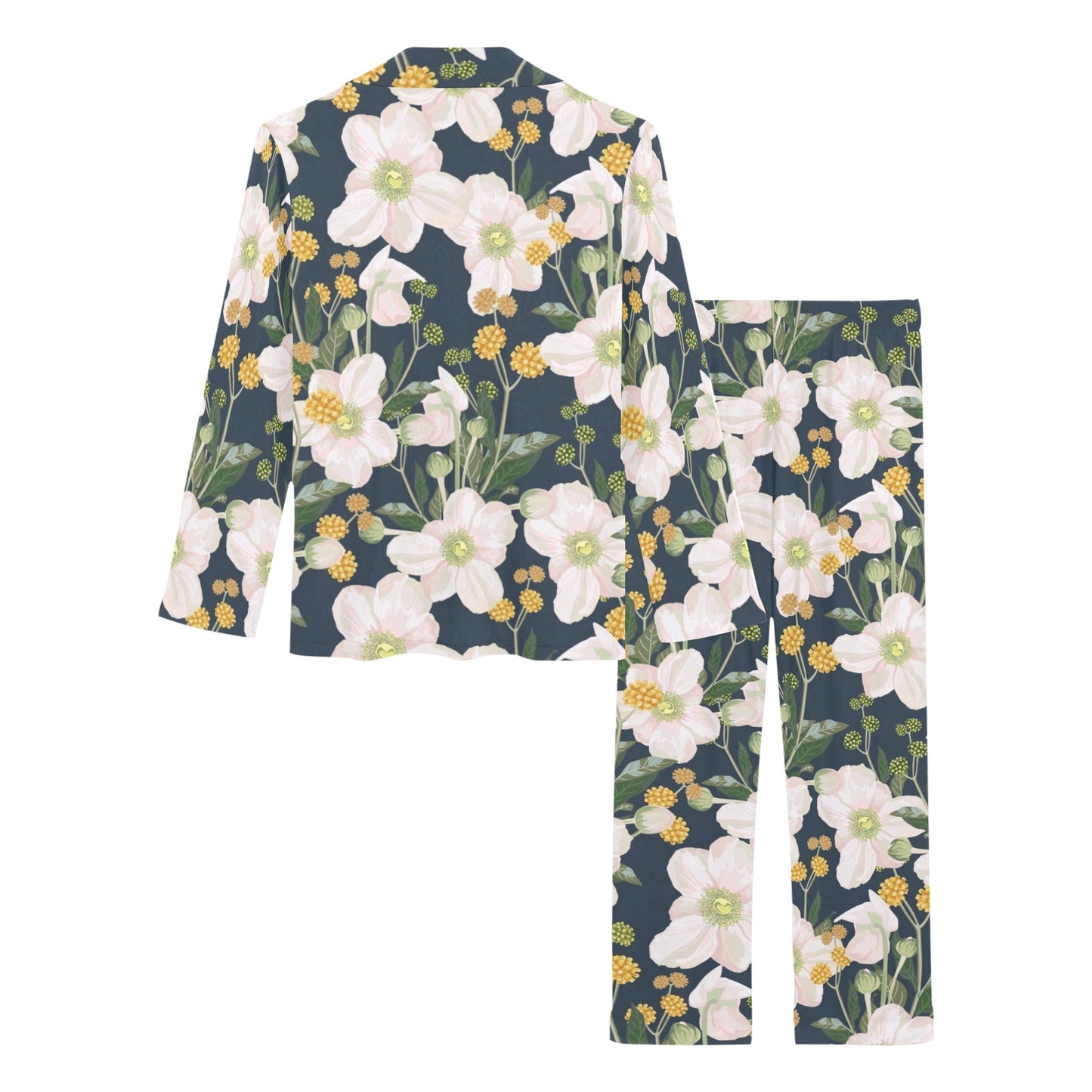 Anemone Pattern Print Design AM04 Women's Long Pajama Set