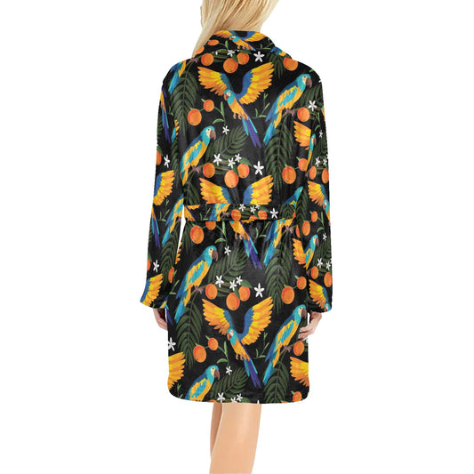 Macaw Pattern Print Design 03 Women's Fleece Robe
