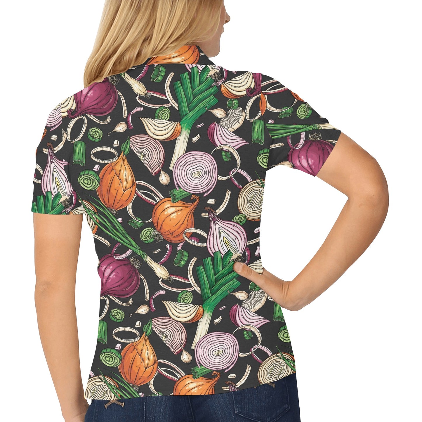 Onion Pattern Print Design A03 Women's Polo Shirt