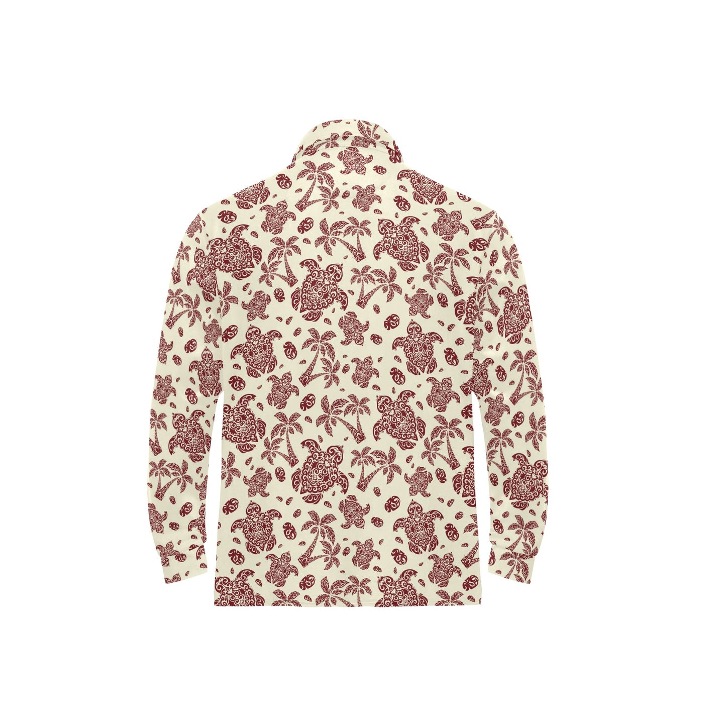 Polynesian Tattoo Turtle Themed Long Sleeve Polo Shirt For Men's