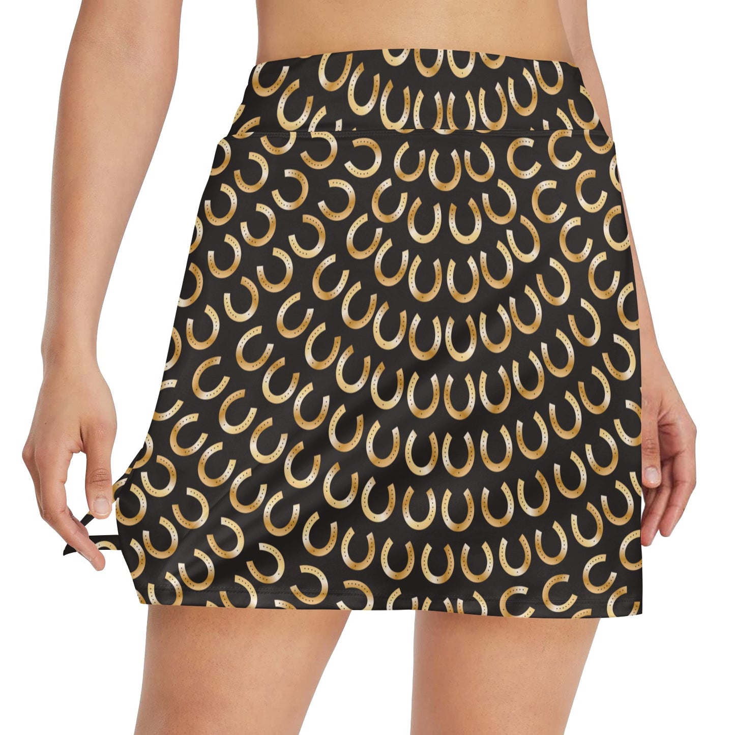 Horseshoe Print Design LKS304 Women's Golf Skirt with Pocket