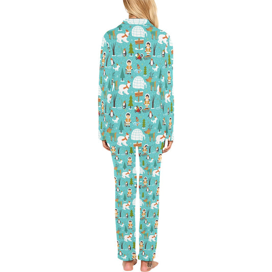 Eskimo Pattern Print Design 01 Women's Long Pajama Set