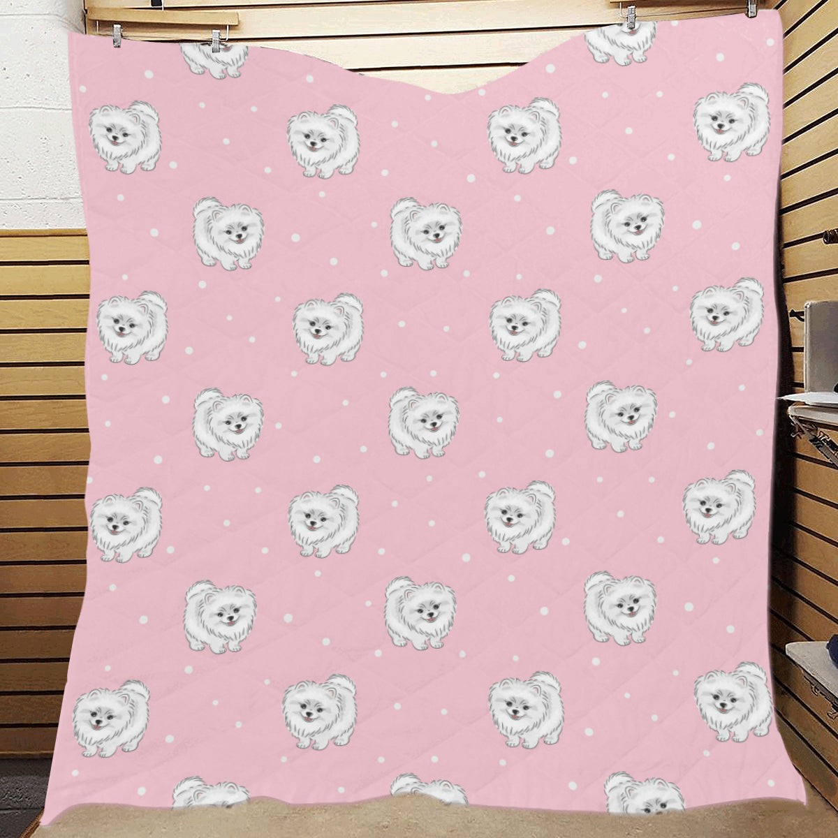 Pomeranians Pattern Print Design A02 Premium Quilt