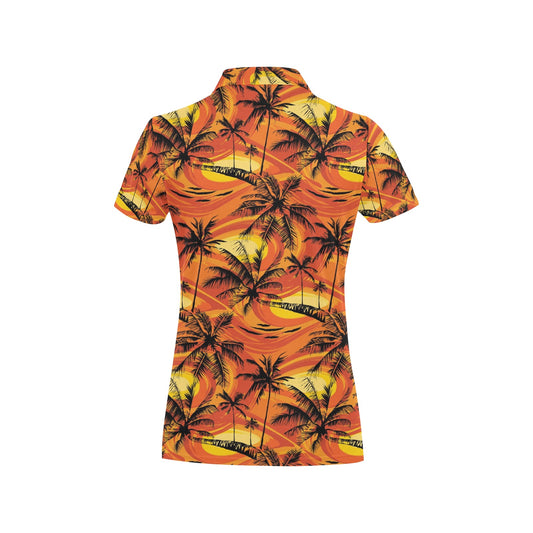 Palm Tree Pattern Print Design A02 Women's Polo Shirt