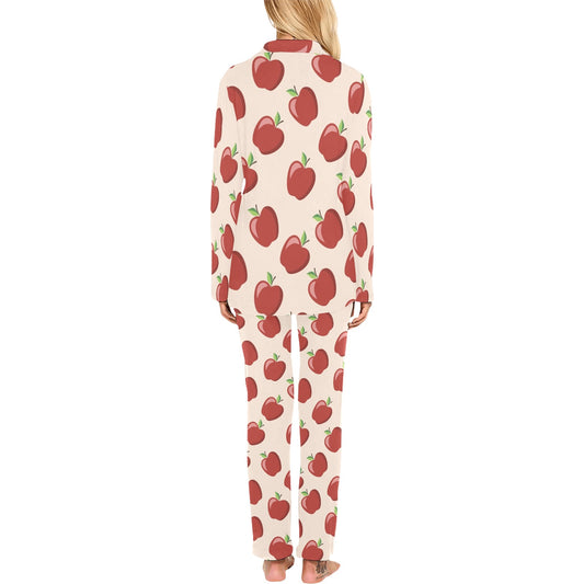 Apple Pattern Print Design AP01 Women's Long Pajama Set